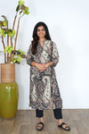 Black paisley angrakha cotton co-ords set