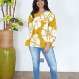 Mustard V neck cotton peplum top
