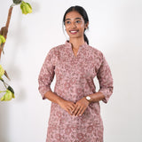 Pintex cotton short kurti - Mauve