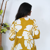 Mustard V neck cotton peplum top