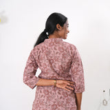 Pintex cotton short kurti - Mauve