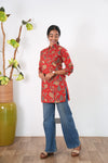 Pintex cotton short kurti - Crimson