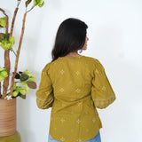 Lime green bandhani peplum top