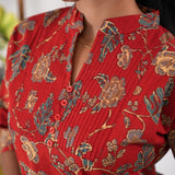 Pintex cotton short kurti - Crimson