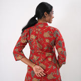 Pintex cotton short kurti - Crimson