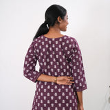 V neck cotton short kurti - Deep maroon