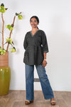 Peplum cotton short kurti - Black