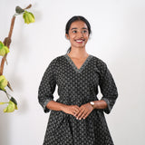 Peplum cotton short kurti - Black