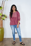 Mauve bandhani peplum top