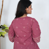 Mauve bandhani peplum top