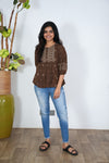 Chocolate brown bandhani peplum top