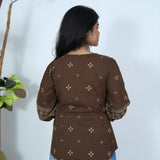 Chocolate brown bandhani peplum top
