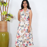 Multicoloured cotton shirt dress(attached sleeves)