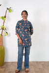Pintex cotton short kurti - Cerulean