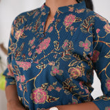 Pintex cotton short kurti - Cerulean