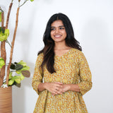 Mustard angrakha floral co-ord set