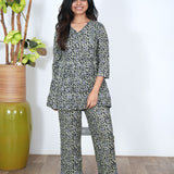 Black angrakha floral co-ord set