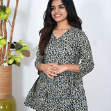 Black angrakha floral co-ord set