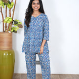 Indigo angrakha floral co-ord set