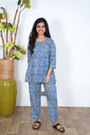 Indigo angrakha floral co-ord set