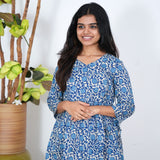 Indigo angrakha floral co-ord set