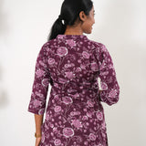 Pintex cotton short kurti - Burgundy