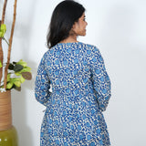 Indigo angrakha floral co-ord set