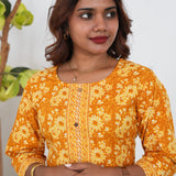 Dahlia floral cotton anarkali kurti