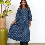 Indigo handblock cotton anarkali kurti