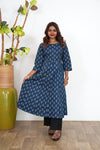 Indigo handblock cotton anarkali kurti