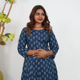 Indigo handblock cotton anarkali kurti