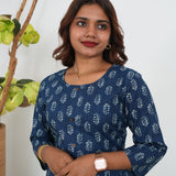 Indigo handblock cotton anarkali kurti