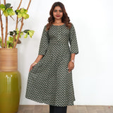 Black floral cotton anarkali kurti