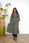 Black floral cotton anarkali kurti