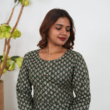 Black floral cotton anarkali kurti