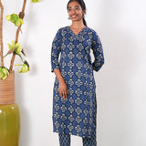 Indigo tie and dye cotton co-ords set