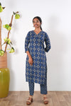 Indigo tie and dye cotton co-ords set