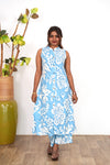Powder blue fern cotton co-ords set(attached sleeves)