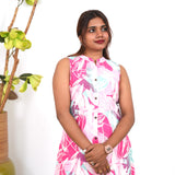 Watermelon cotton co-ords set(attached sleeves)