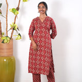 Rust orange v neck tie and dye cotton co-ords set