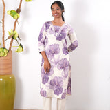Lavender and beige V neck co-ords set