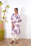 Lavender and beige V neck co-ords set