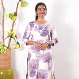 Lavender and beige V neck co-ords set
