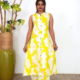 Lime green cotton co-ords set(attached sleeves)