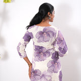 Lavender and beige V neck co-ords set