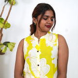 Lime green cotton co-ords set(attached sleeves)