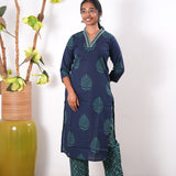 Green fern V neck co-ords set