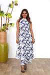 Navy blue and white cotton co-ords set(attached sleeves)