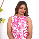Magenta cotton co-ords set(attached sleeves)