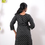 V neck cotton long kurti - Onyx